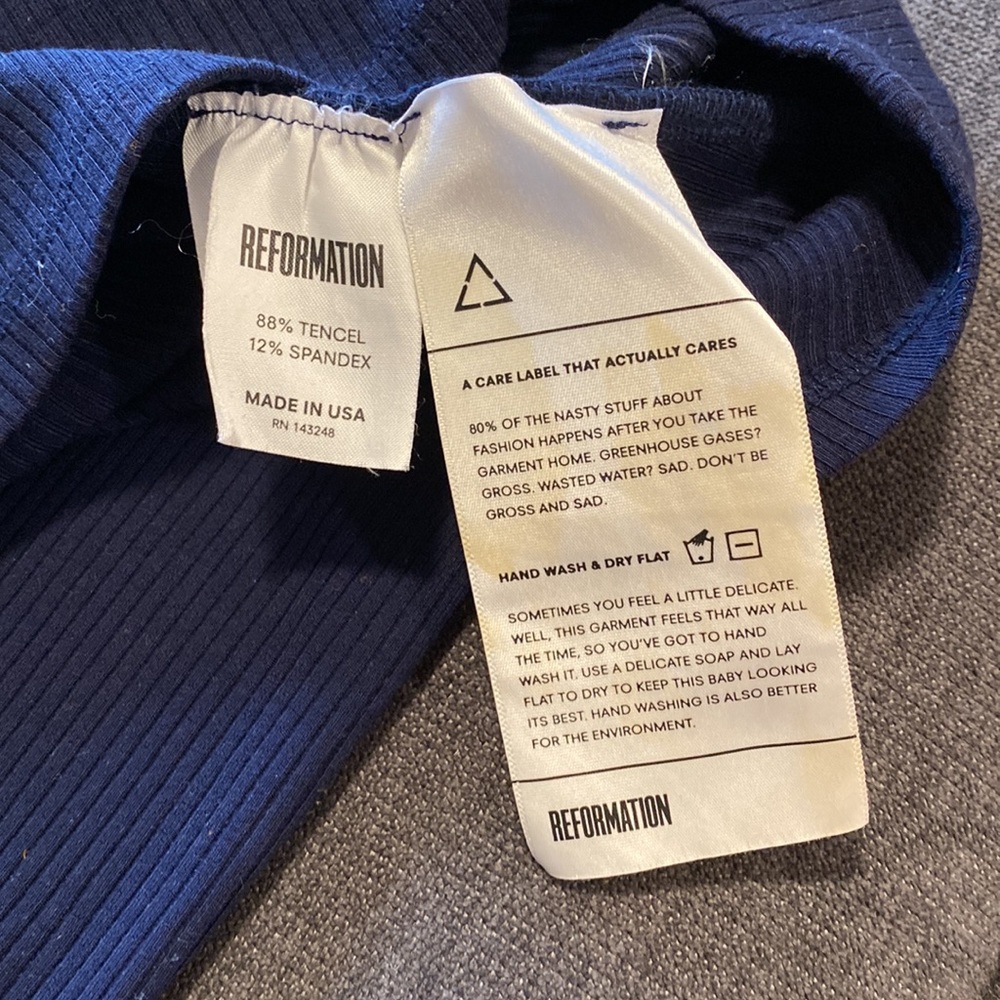 Reformation cali dress in navy blue Dress Sleeveless with Turtleneck size Small - Picture 12 of 13